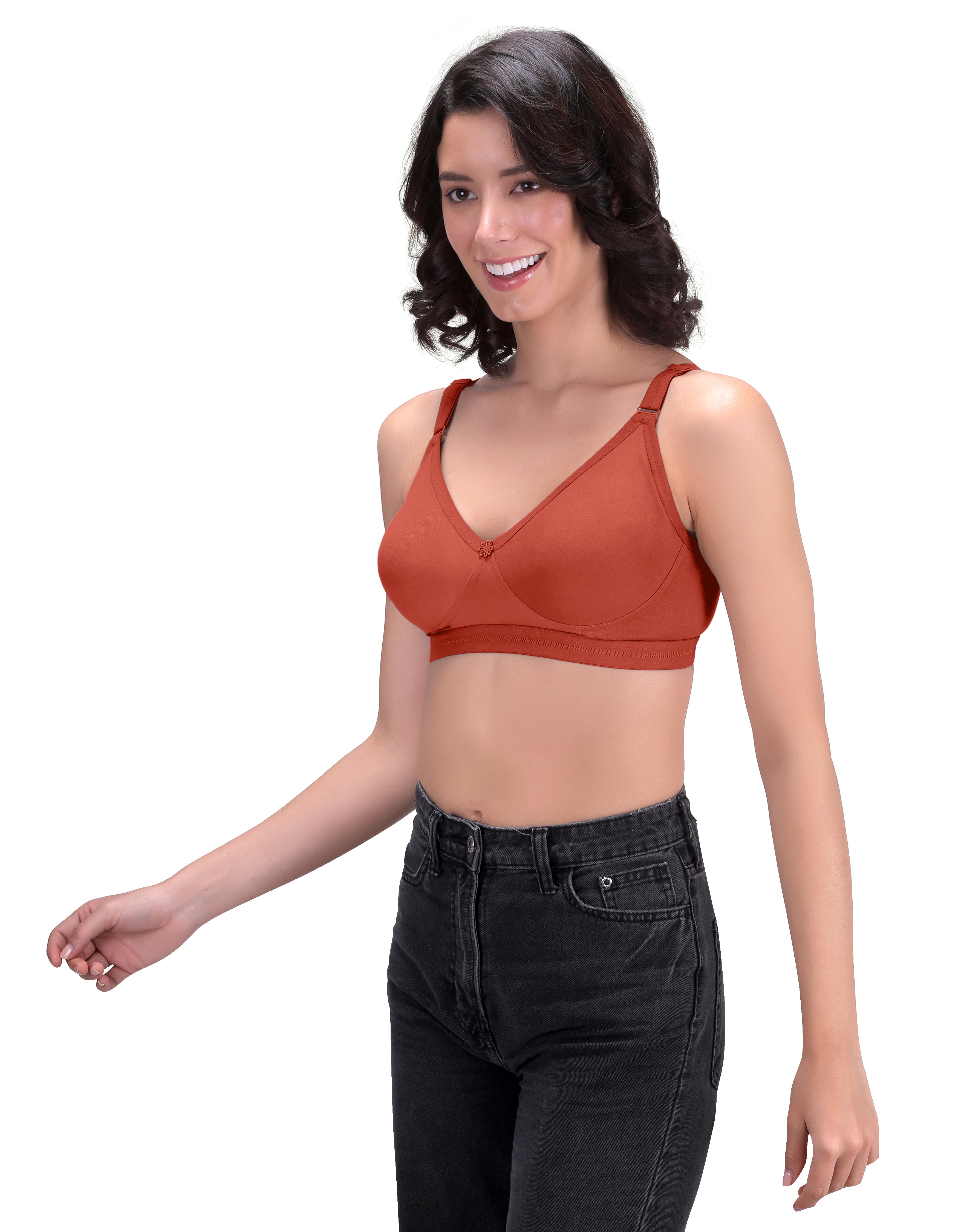 Women's Everyday T-Shirt Bra with Moulded Cups,Full Coverage Non Padded and Non Wired,Cotton-Rich