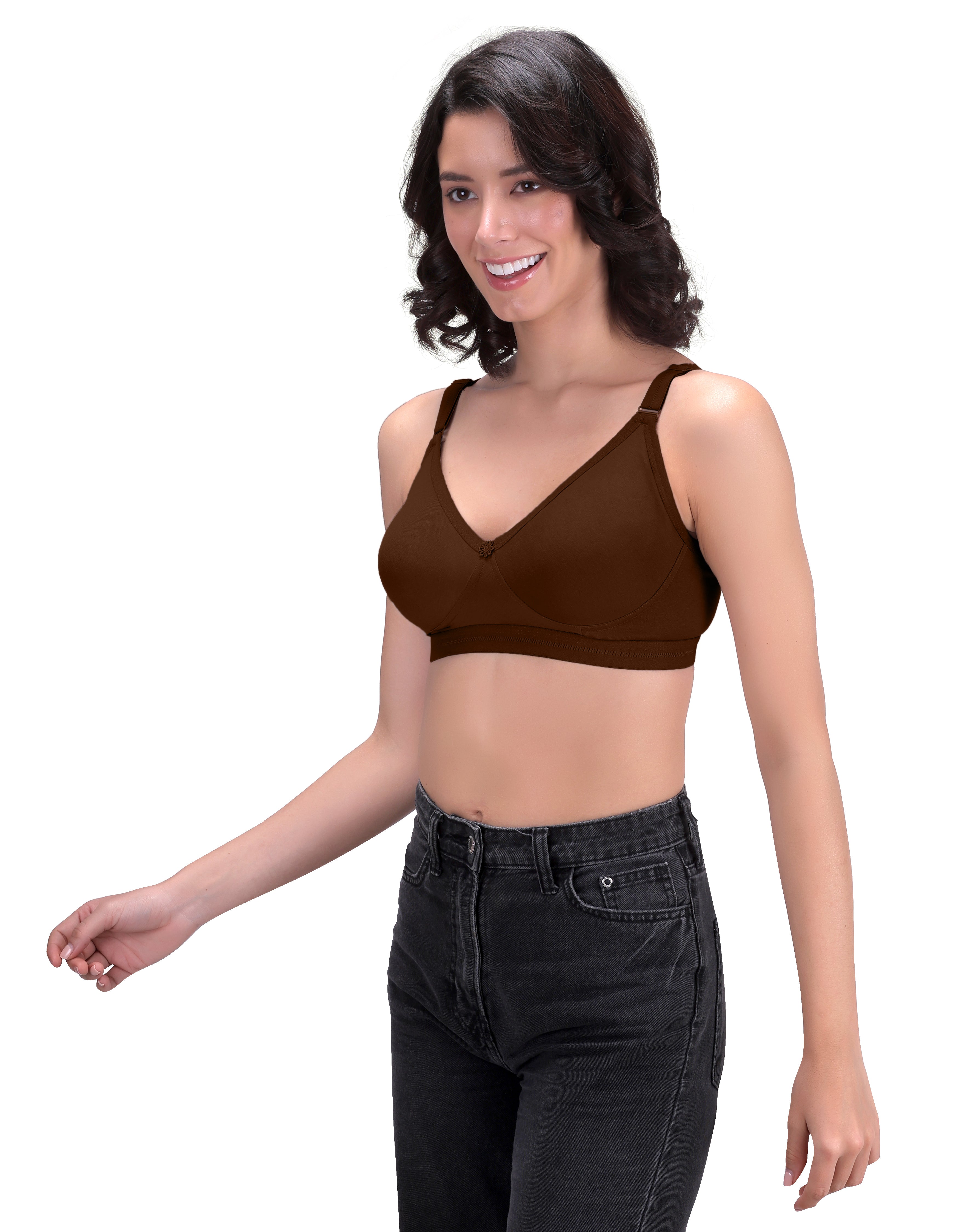 Women's Everyday T-Shirt Bra with Moulded Cups,Full Coverage Non Padded and Non Wired,Cotton-Rich