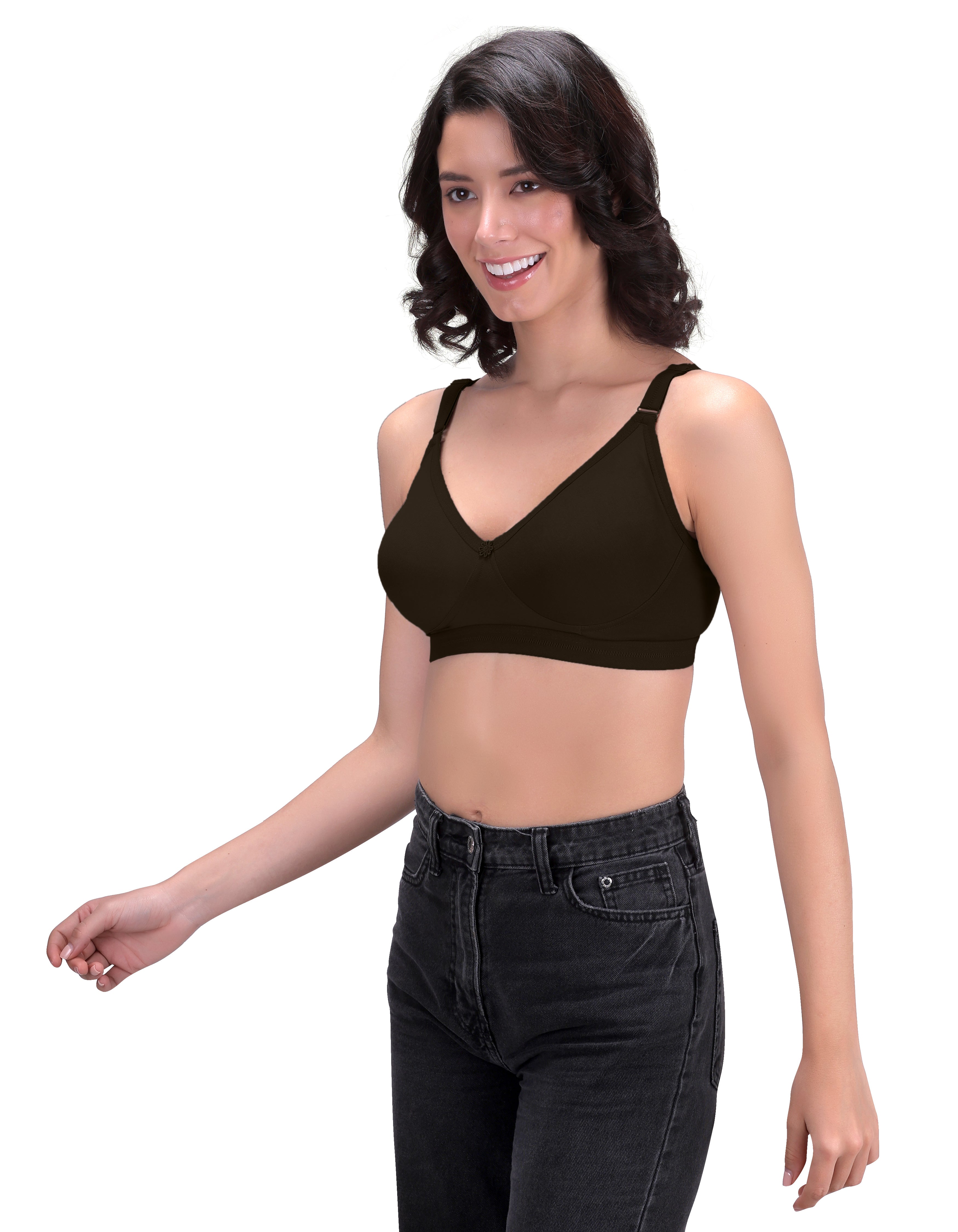 Women's Everyday T-Shirt Bra with Moulded Cups,Full Coverage Non Padded and Non Wired,Cotton-Rich