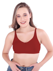 H&F Women's Non Padded Wire-Free Adjustable Straps Full Coverage In Centre Wide Side Shaper Panel Cotton-Rich Fabric Everyday Minimizer T-Shirt Bra