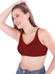 H&F Women's Non Padded Wire-Free Adjustable Straps Full Coverage In Centre Wide Side Shaper Panel Cotton-Rich Fabric Everyday Minimizer T-Shirt Bra