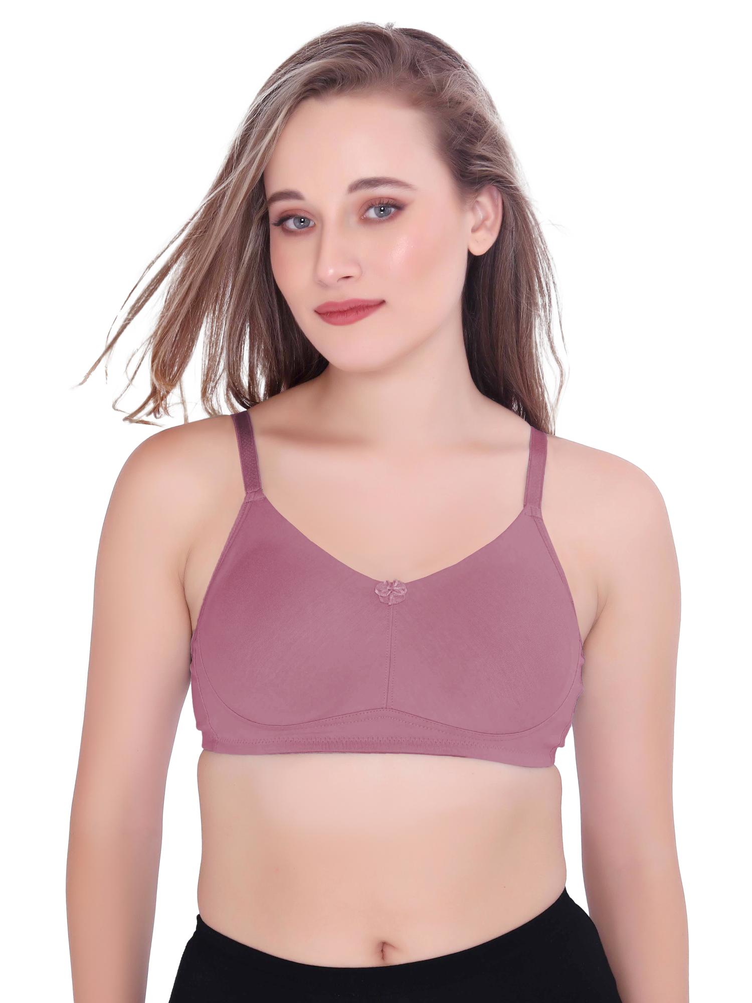 H&F Women's  Non Padded Wire-Free Adjustable Straps Full Coverage In Side Shaper Panel Cotton-Rich Fabric Everyday Minimizer T-Shirt Bra