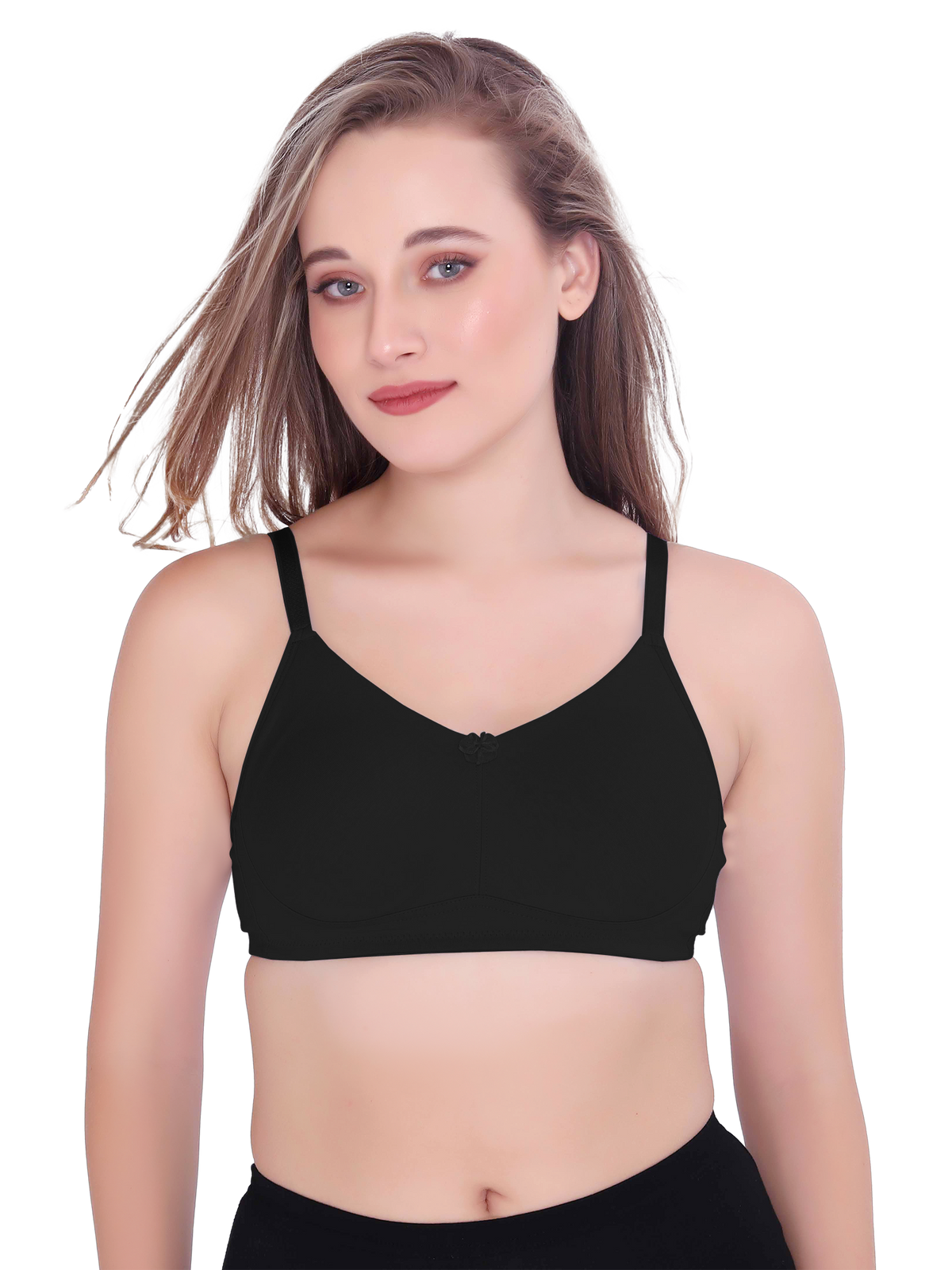 H&F Women's  Non Padded Wire-Free Adjustable Straps Full Coverage In Side Shaper Panel Cotton-Rich Fabric Everyday Minimizer T-Shirt Bra