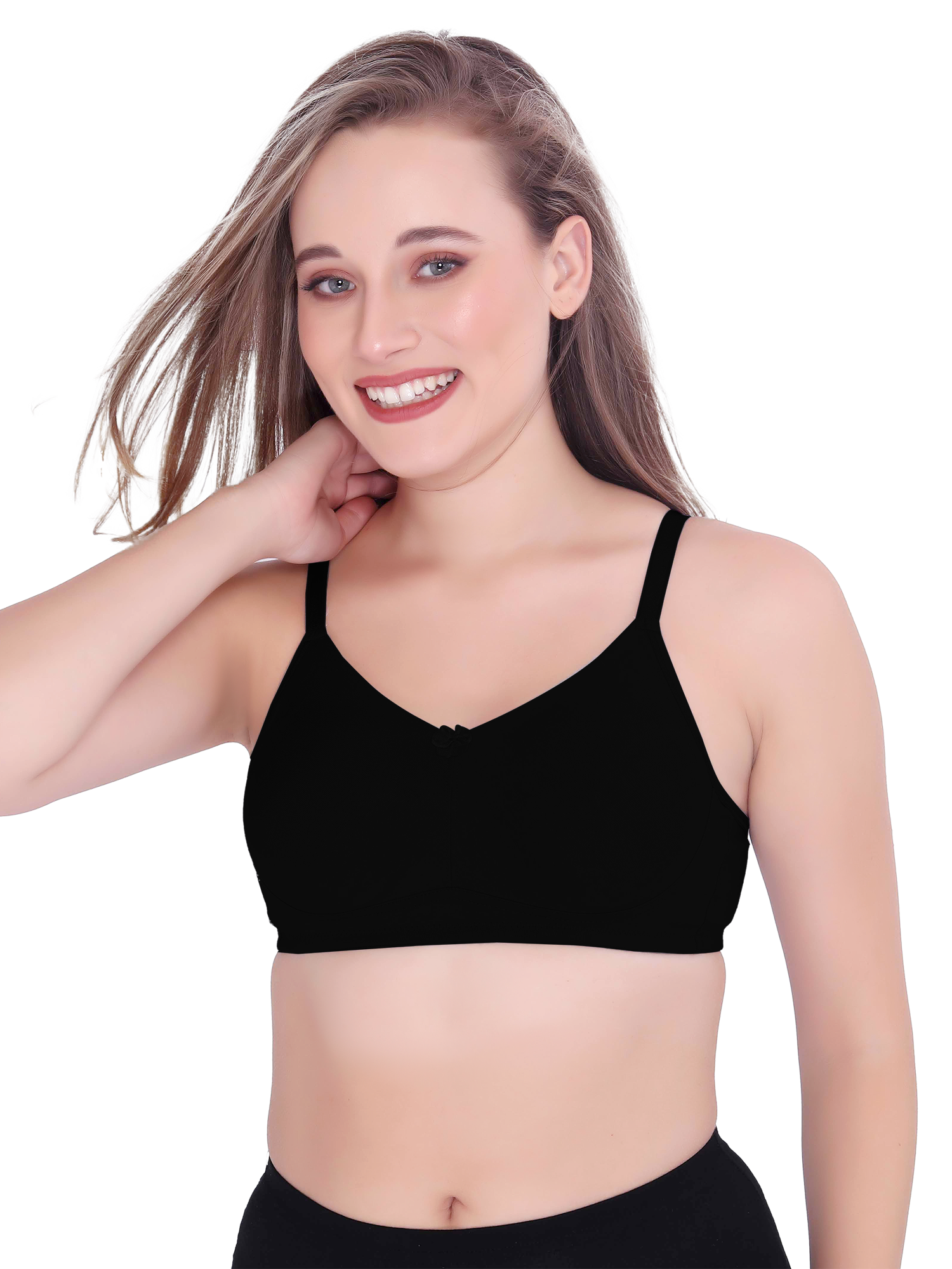 H&F Women's  Non Padded Wire-Free Adjustable Straps Full Coverage In Side Shaper Panel Cotton-Rich Fabric Everyday Minimizer T-Shirt Bra