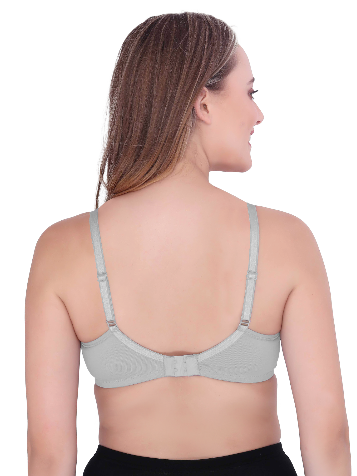 H&F Women's  Non Padded Wire-Free Adjustable Straps Full Coverage In Side Shaper Panel Cotton-Rich Fabric Everyday Minimizer T-Shirt Bra