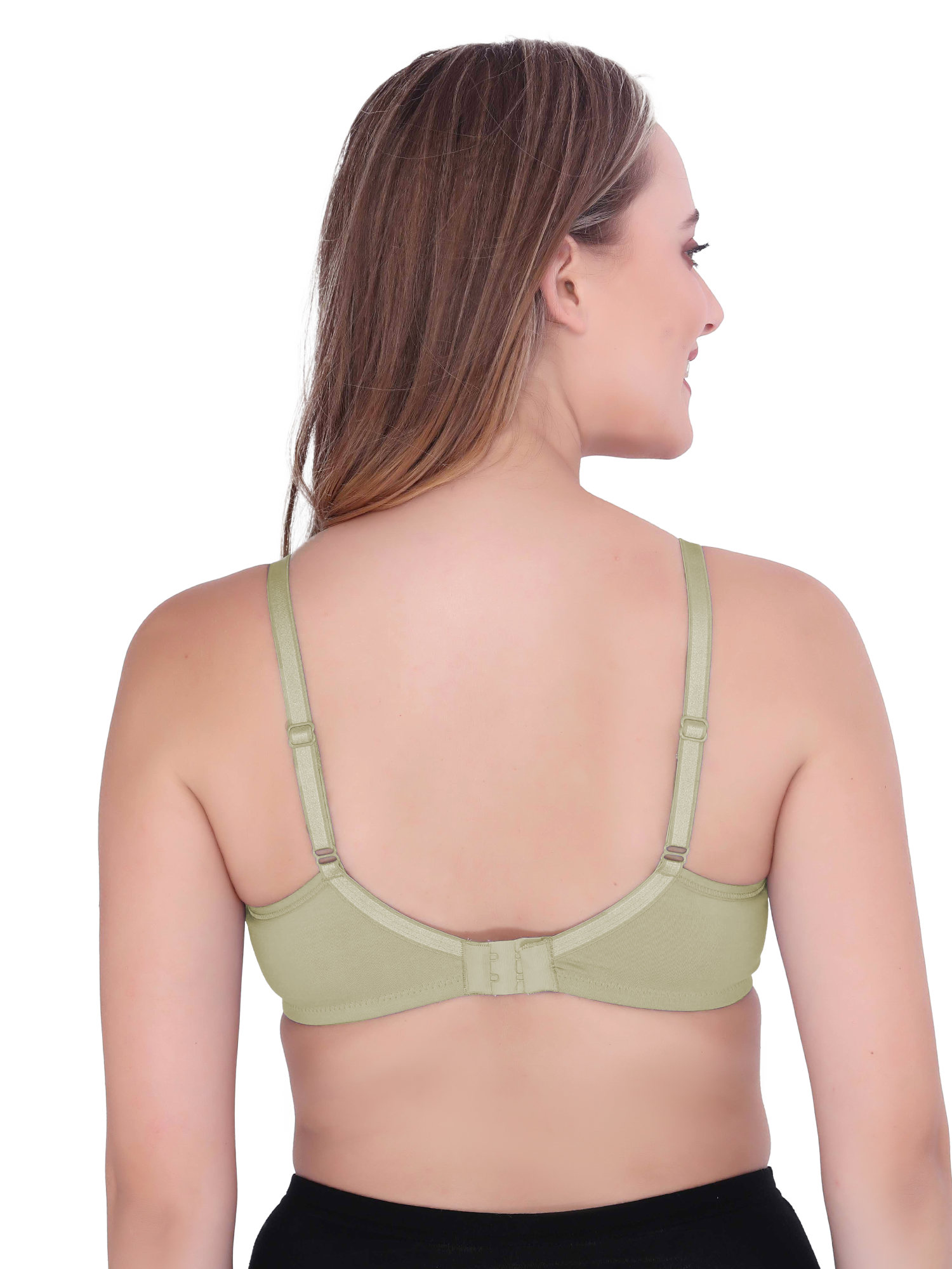 H&F Women's  Non Padded Wire-Free Adjustable Straps Full Coverage In Side Shaper Panel Cotton-Rich Fabric Everyday Minimizer T-Shirt Bra