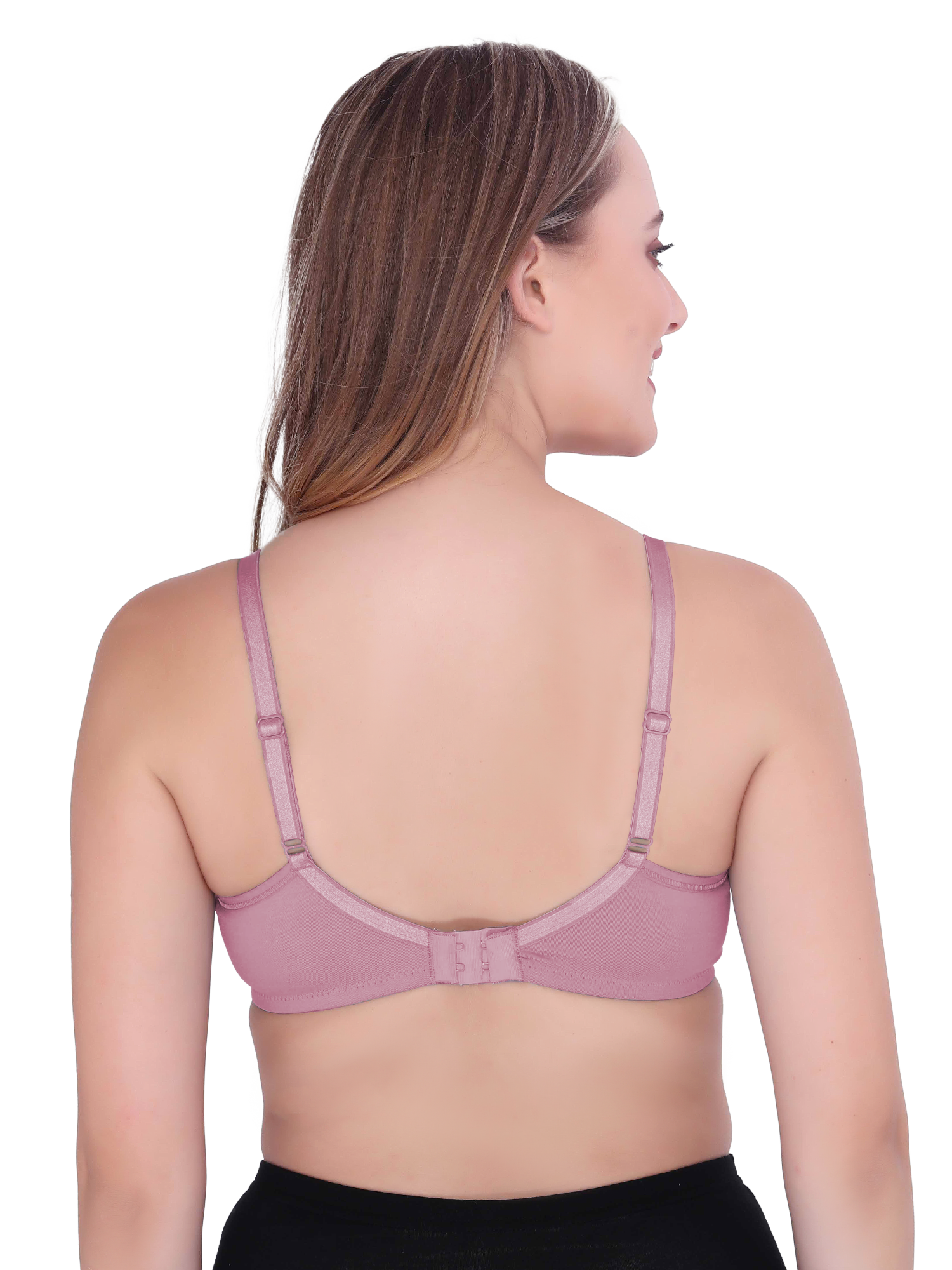 H&F Women's  Non Padded Wire-Free Adjustable Straps Full Coverage In Side Shaper Panel Cotton-Rich Fabric Everyday Minimizer T-Shirt Bra