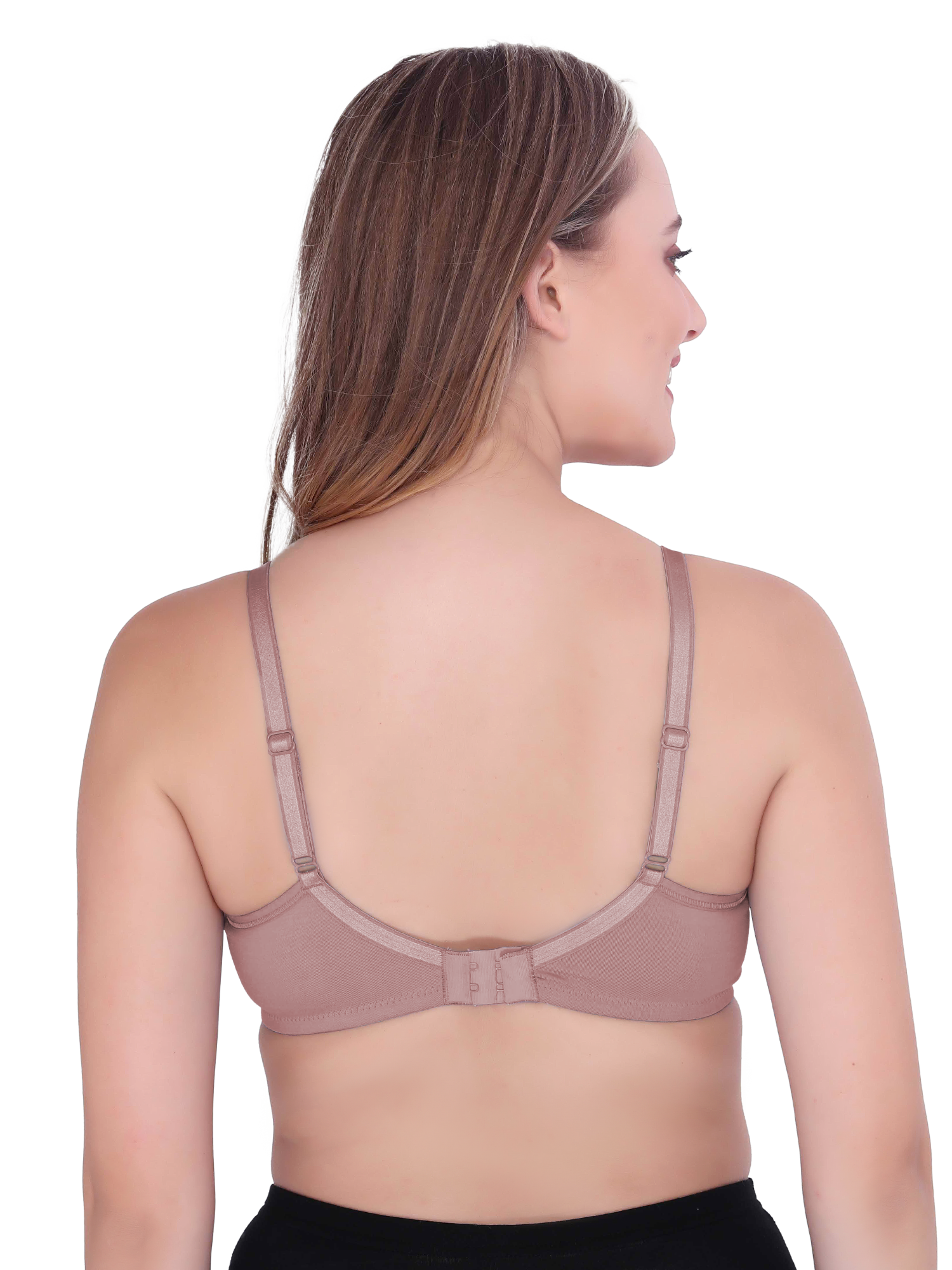 H&F Women's  Non Padded Wire-Free Adjustable Straps Full Coverage In Side Shaper Panel Cotton-Rich Fabric Everyday Minimizer T-Shirt Bra