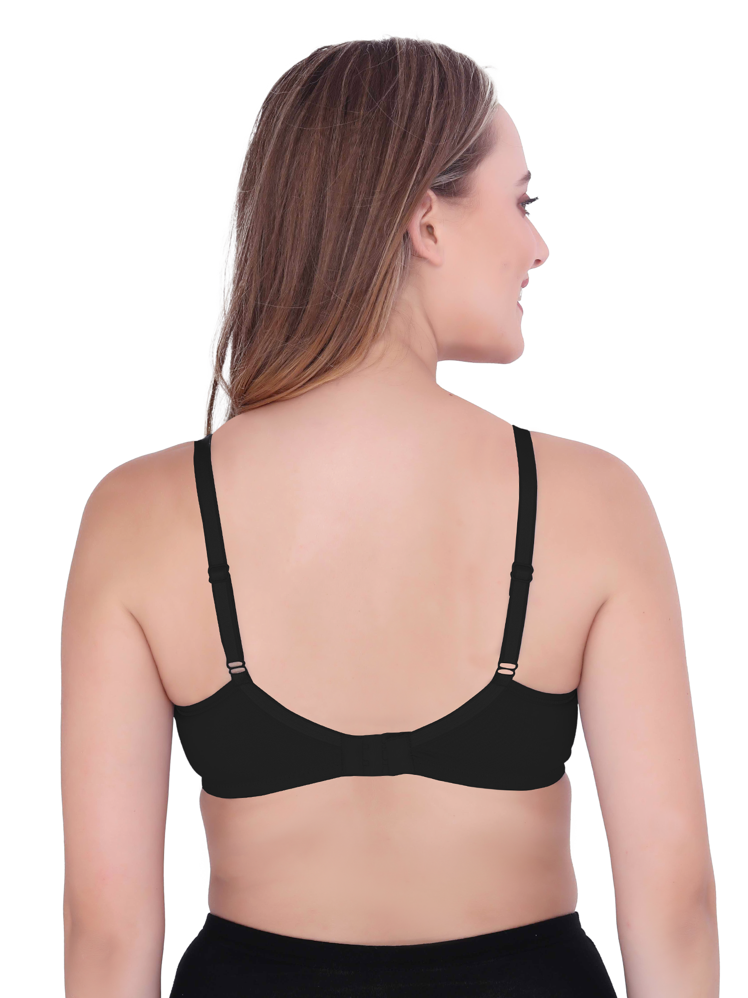 H&F Women's  Non Padded Wire-Free Adjustable Straps Full Coverage In Side Shaper Panel Cotton-Rich Fabric Everyday Minimizer T-Shirt Bra