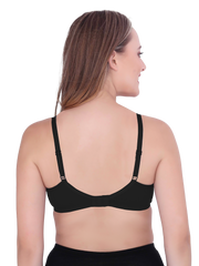 H&F Women's  Non Padded Wire-Free Adjustable Straps Full Coverage In Side Shaper Panel Cotton-Rich Fabric Everyday Minimizer T-Shirt Bra